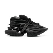 Zwarte Eenhoorn Neopreen Kalfsleer Sneakers Balmain , Black , Heren