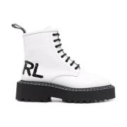 Witte Enkellaarzen Casual Gesloten Platte Schoenen Karl Lagerfeld , Wh...