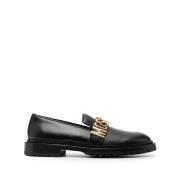 Zwarte Leren Loafers voor Vrouwen Moschino , Black , Dames