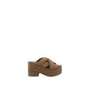 Bruine Micro Geweven Heeled Mules THEMOIRè , Brown , Dames