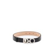 Crystal Gancini Riem met Leer en Kristallen Salvatore Ferragamo , Blac...