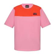 T-shirt met logo patch Emporio Armani EA7 , Pink , Dames