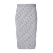 Zilver Monogram Jacquard Gebreide Rok Karl Lagerfeld , Gray , Dames