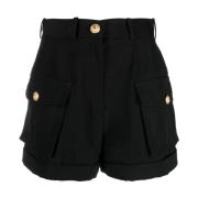 Zwarte Cargo Shorts Grain de Poudre Balmain , Black , Dames
