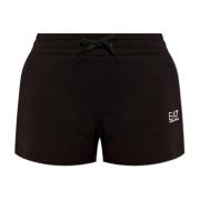Katoenen shorts met logo Emporio Armani EA7 , Black , Dames