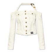 Spijkerjasje met open schouders Versace Jeans Couture , White , Dames