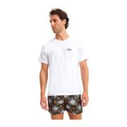 Italiaans Geborduurde Strand Wit Katoenen T-Shirt Peninsula , White , ...