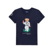 Wimbledon Tennisbeer T-shirt Polo Ralph Lauren , Blue , Dames