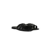 Gevlochten leren slippers Summum Woman , Black , Dames