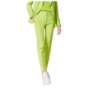 Fluwelen Cigaretbroek met Satijnen Afwerking Twinset , Green , Dames