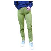 Clara Gestreepte Stretch Katoenen Broek Islow , Green , Dames