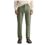 Slim Fit Chino Broek Hallden Gant , Green , Heren