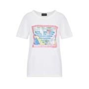 Korte mouwen waterverf logo T-shirt Emporio Armani , White , Dames