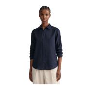 Reguliere Linnen Chambray Overhemd Gant , Blue , Dames