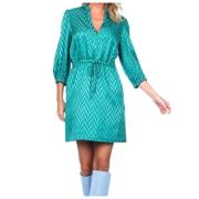 Korte jurk met verstelbare taille Twinset , Green , Dames