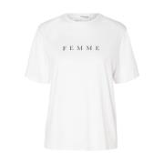 Vilja Print T-shirt Selected Femme , White , Dames