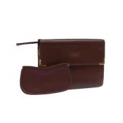 Pre-owned Leather clutches Cartier Vintage , Brown , Dames