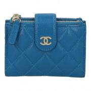 Pre-owned Leather wallets Chanel Vintage , Blue , Dames