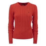 Slim Fit Cable Gebreide Trui Ralph Lauren , Red , Dames