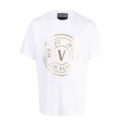 Wit Logo T-shirt Versace Jeans Couture , White , Heren