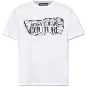 Versace Jeans Couture Logo Magazine T-Shirt Heren Wit Versace Jeans Co...