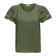Kant T-Shirt Lente/Zomer Collectie Jacqueline de Yong , Green , Dames