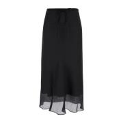 Gelaagde Satijnen Rok Zwart Dunst , Black , Dames