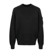 Zwart Geborsteld Emerized Diagonal Fleece Lens Sweatshirt C.p. Company...