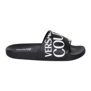 Zwarte Shelly Slides met Logo Print Versace Jeans Couture , Black , Da...