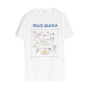 Katoenen T-shirt met korte mouwen en logo Max Mara , White , Dames
