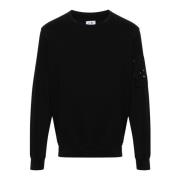 Zwarte Crewneck Fleece Sweater C.p. Company , Black , Heren