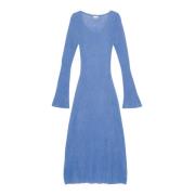 Blauwe Mohair Lange Jurk Ganni , Blue , Dames