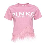 Steden T-shirt met veren Pinko , Pink , Dames