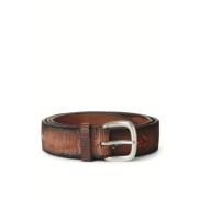 Bruin leren riem met stoffen inleg Orciani , Brown , Heren