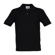 Zwarte Crepe Katoenen Polo Shirt Alpha Studio , Black , Heren