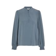 Blauwe Edeline Mandarin Kraag Blouse mbyM , Blue , Dames