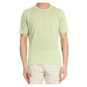 Groene Linnen Zachte T-shirt Roberto Collina , Green , Heren