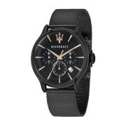 Zwarte Stalen Quartz Horloge Maserati , Black , Heren