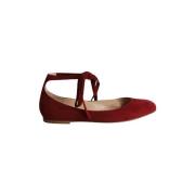 Pre-owned Leather flats Gianvito Rossi Pre-owned , Red , Dames