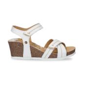 Witte Leren Sleehak Sandalen Panama Jack , White , Dames