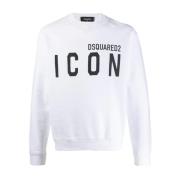 Icon Logo Sweatshirt met Fleece Voering Dsquared2 , White , Heren