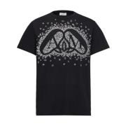 Charm Print Katoenen T-shirt Alexander McQueen , Black , Heren