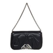 Gewatteerde Seal Logo Schoudertas Zwart Alexander McQueen , Black , Da...