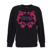 Logo Katoenen Sweatshirt Versace Jeans Couture , Black , Dames