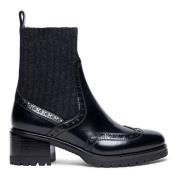 Handgemaakte leren brogue enkellaars Santoni , Black , Dames