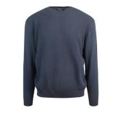 Blauwe Crew Neck Katoenen Trui Emporio Armani , Blue , Heren