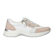 Comfortabele witte sneaker met beige en zilveren accenten Remonte , Mu...