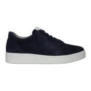 Blauwe Suède Sneaker met Uitneembaar Voetbed Waldläufer , Blue , Dames