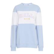 Gezellige Blauwe Sweatshirt met Geborduurd Logo Ball , Blue , Dames