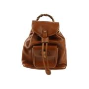Pre-owned Leather backpacks Gucci Vintage , Brown , Unisex